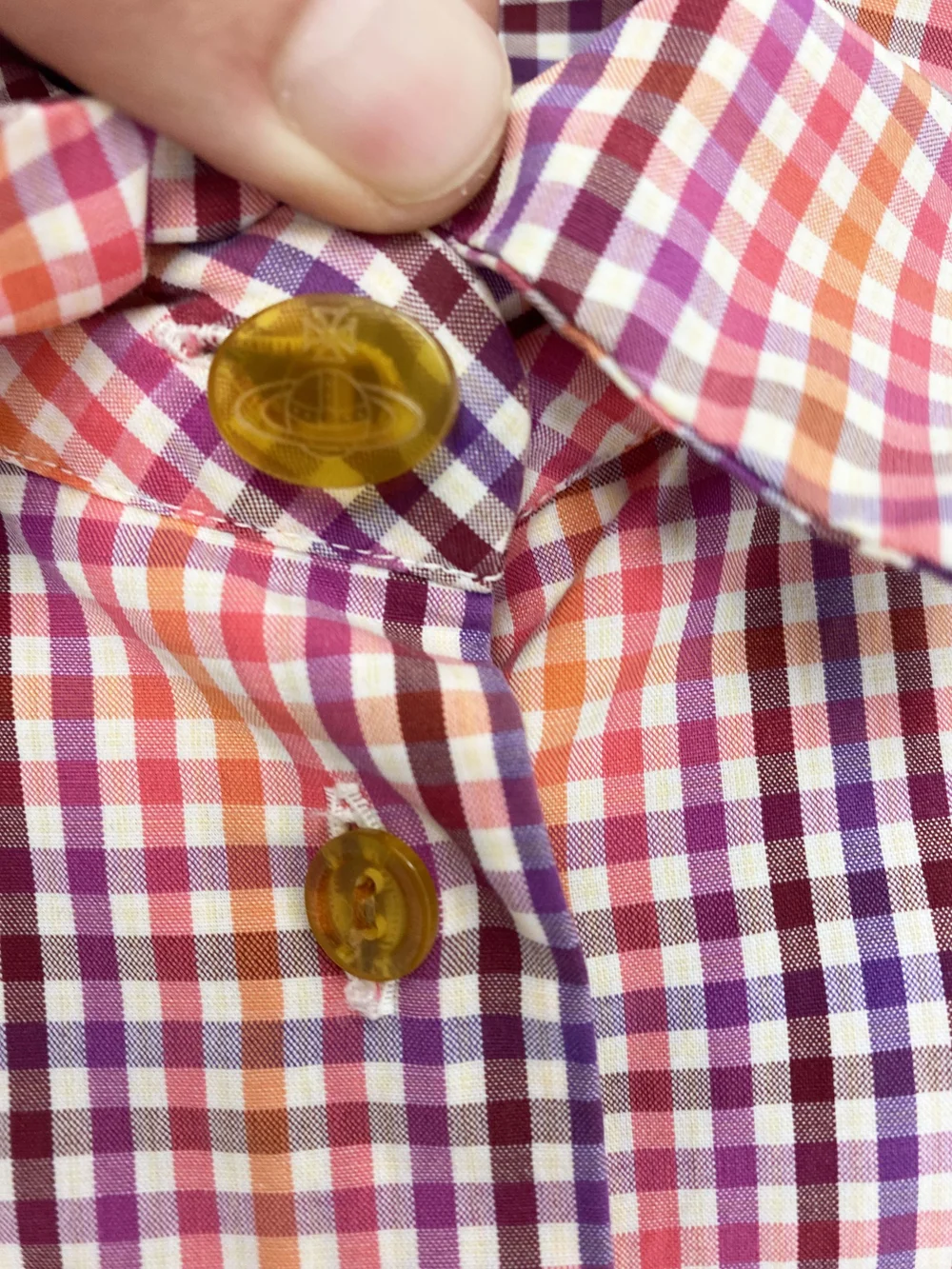 Vivienne Westwood S/S 1999 orange gingham shirt — JAMES VELORIA